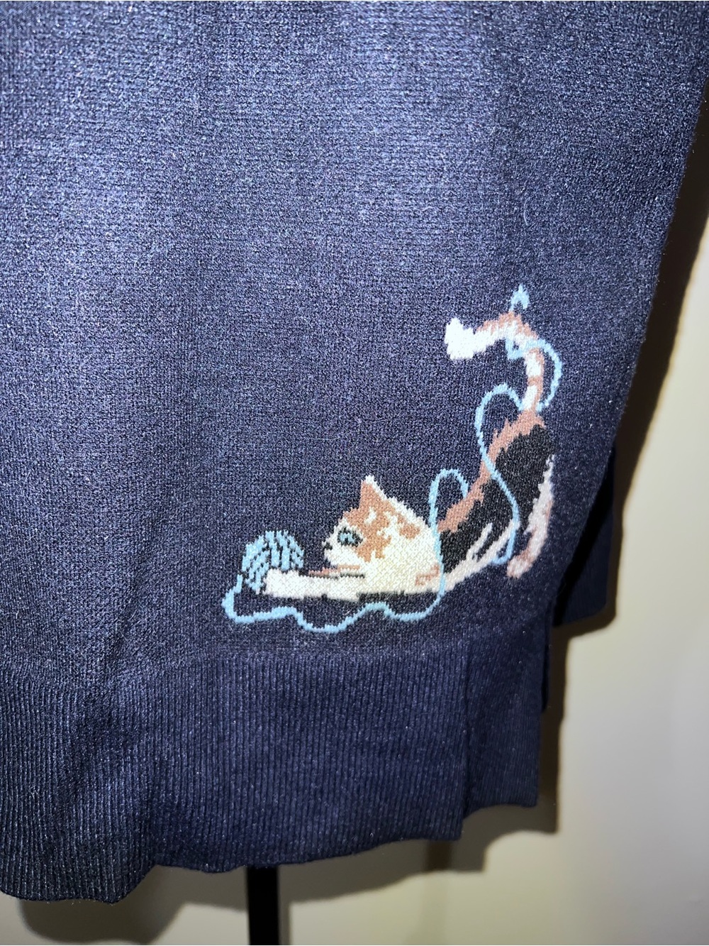Astrologie Cat Yarn Knit Sweater Navy Blue NWT Size Large - Picture 4 of 9